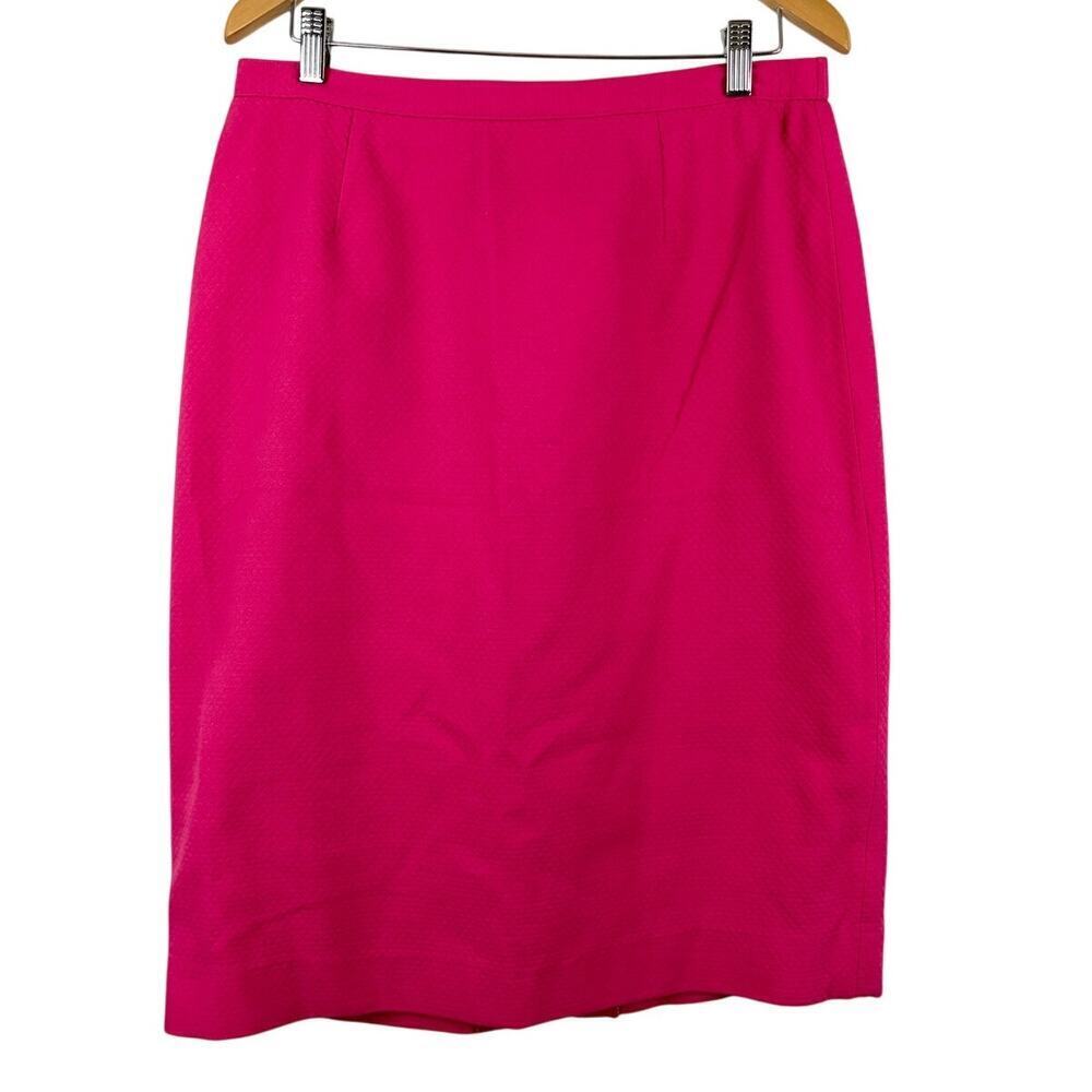 VTG Herbert Grossman Cynthia Sobel Pink Pencil Skirt‎ Sz 14 Made in USA Textured